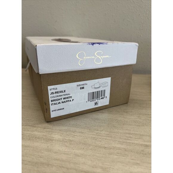 Jessica Simpson Womens Sz 6M Rexile wood Platform Slide Sandals White - Picture 3 of 14